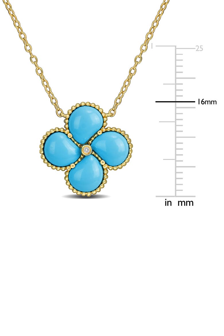 Lab Created Pink Opal Quatrefoil Pendant Necklace, Alternate, color, TURQUOISE