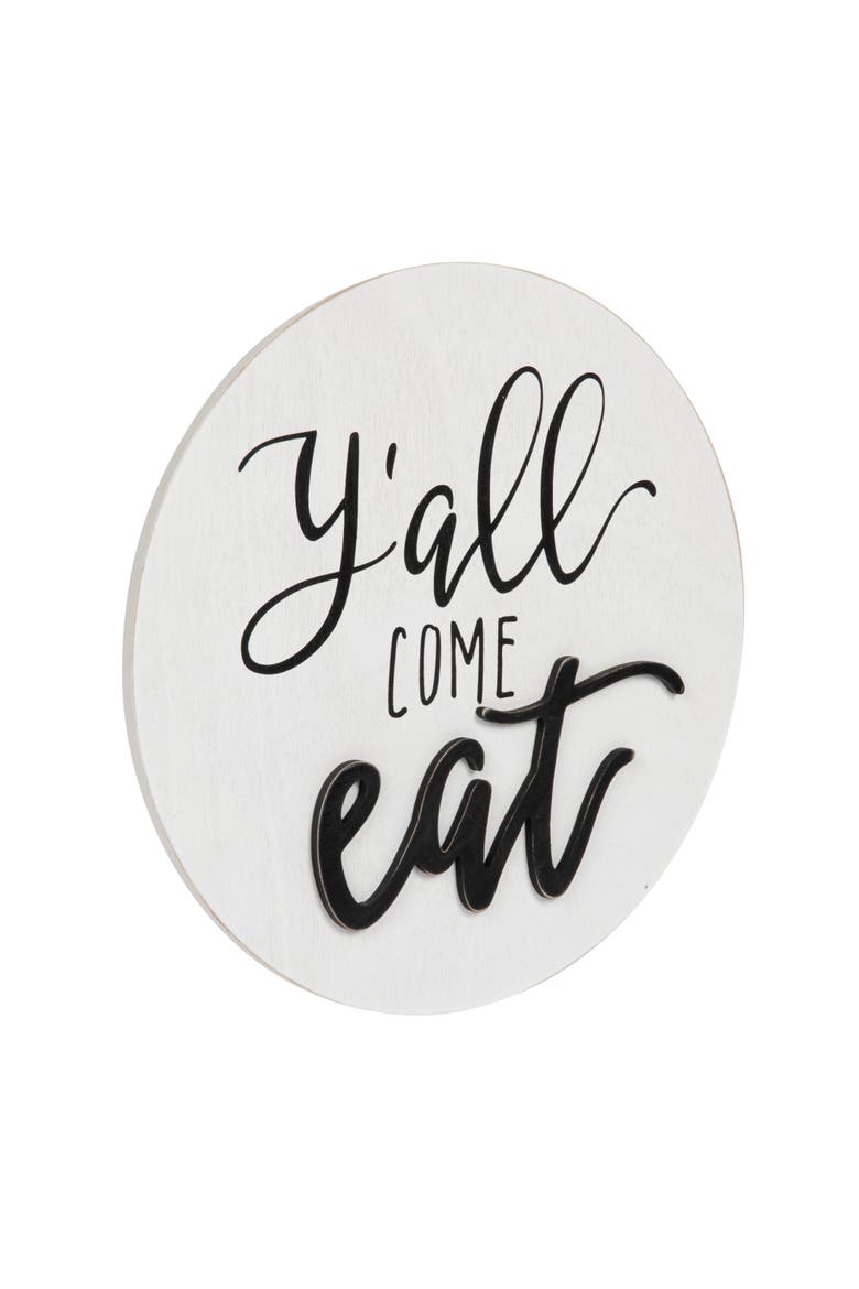 "Y'all Come Eat" Square Pine Wood Wall Décor, Main, color, Black