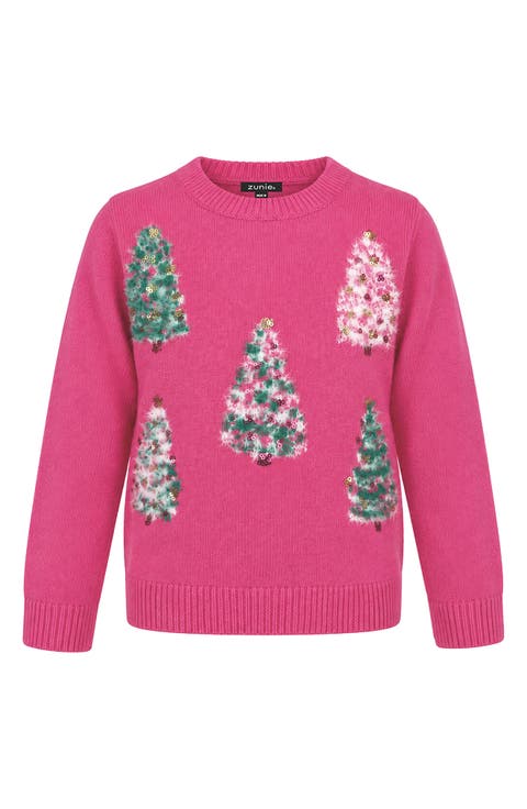 Kids' Christmas Tree Eyelash Sweater