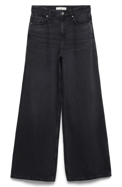 Shop Mango High Waist Wide Leg Jeans In Open Grey