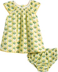Mini Boden Floaty Shirred Cotton Dress & Bloomers Set