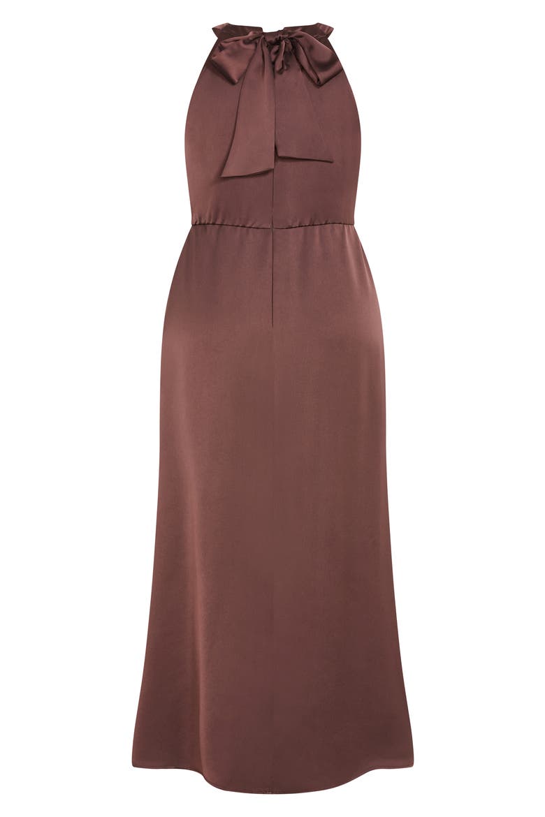 Celina Halter Neck Satin Maxi Dress, Alternate, color, RASIN