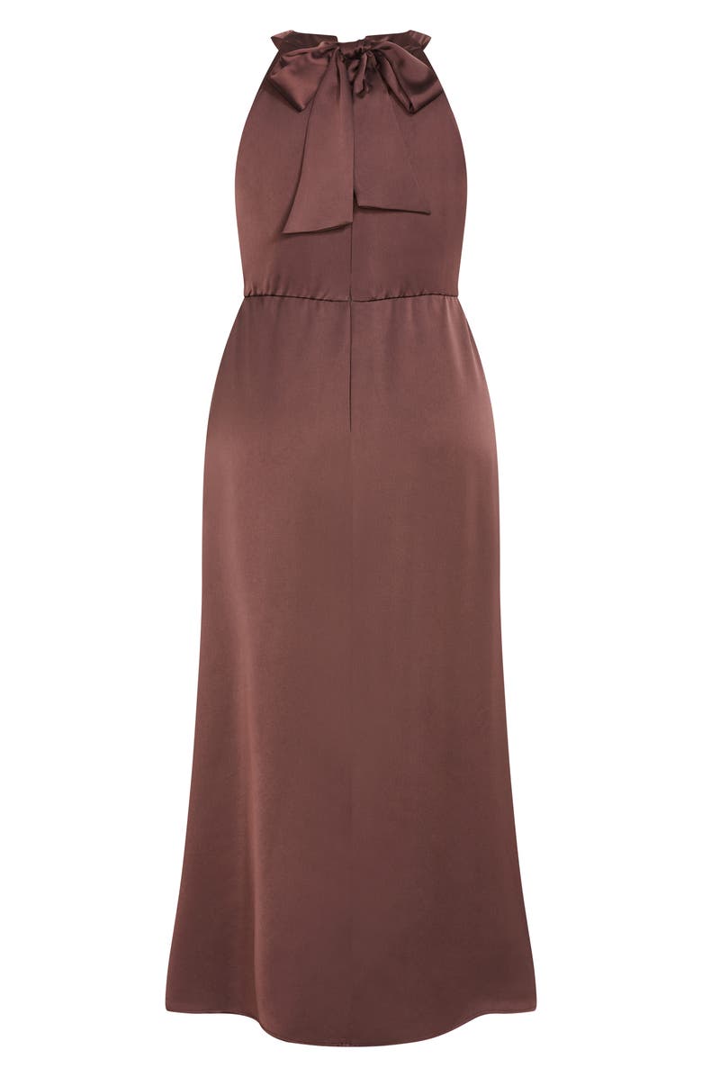 City Chic Celina Halter Neck Satin Maxi Dress, Alternate, color, Rasin