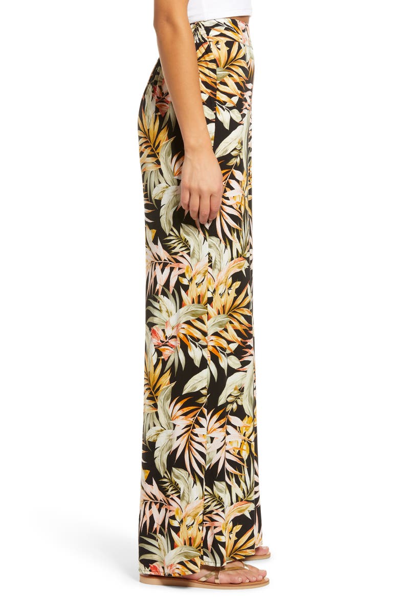 Havana Frond Print Beach Pants, Alternate, color, BLACK