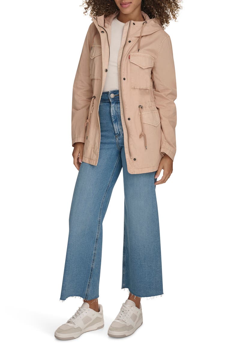Military Four-Pocket Zip Hooded Jacket, Alternate, color, LIGHT PINK