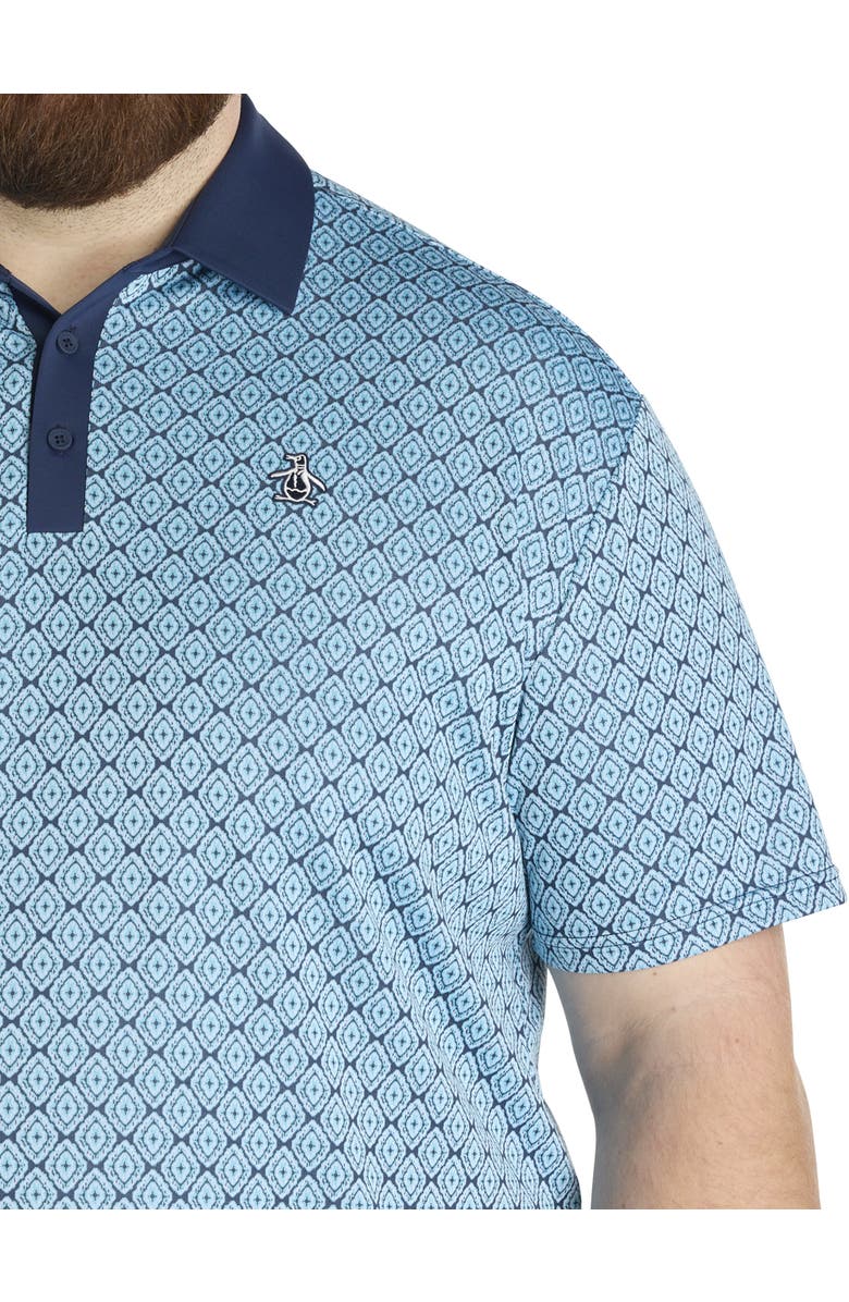 Original Penguin Big & Tall Bohemian Jacquard Blocked Polo Shirt, Alternate, color, Black Iris