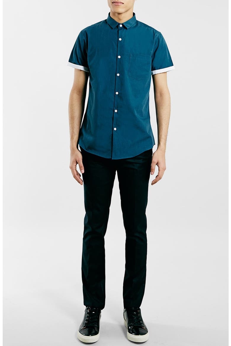 Slim Fit Short Sleeve Shirt, Alternate, color, TEAL
