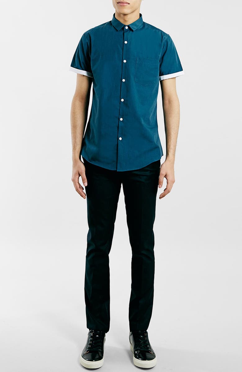 Topman Slim Fit Short Sleeve Shirt, Alternate, color,