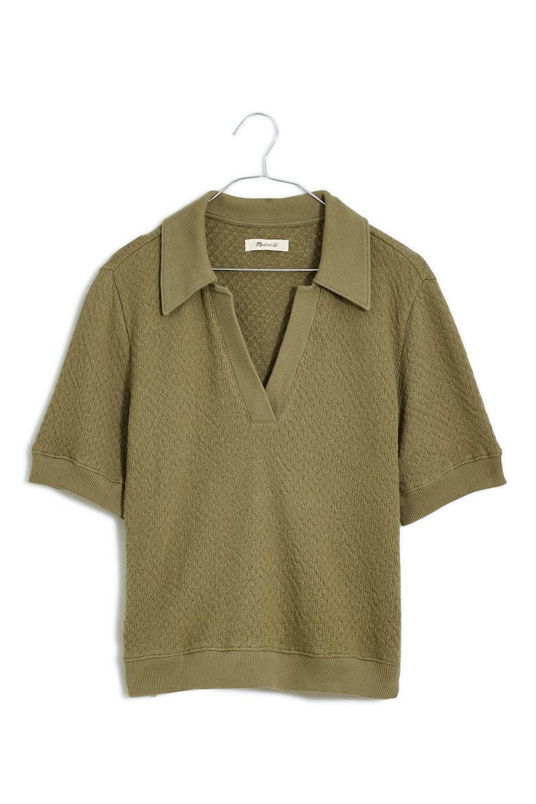 Pointelle Johnny Collar Polo, Main, color, DISTANT SURPLUS