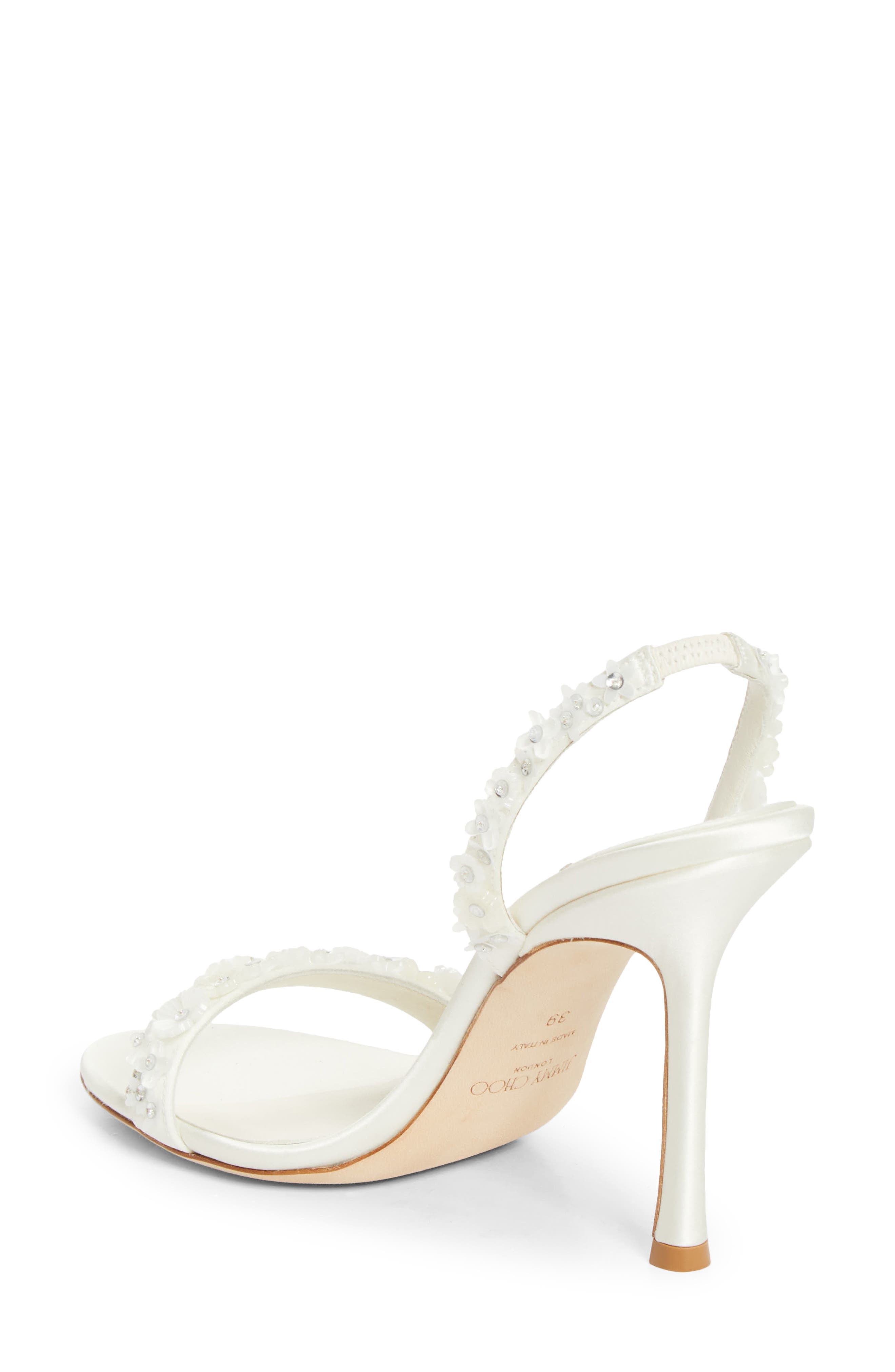 Daisy Embellished Satin Slingback Sandal, Alternate, color, IVORY/ IVORY