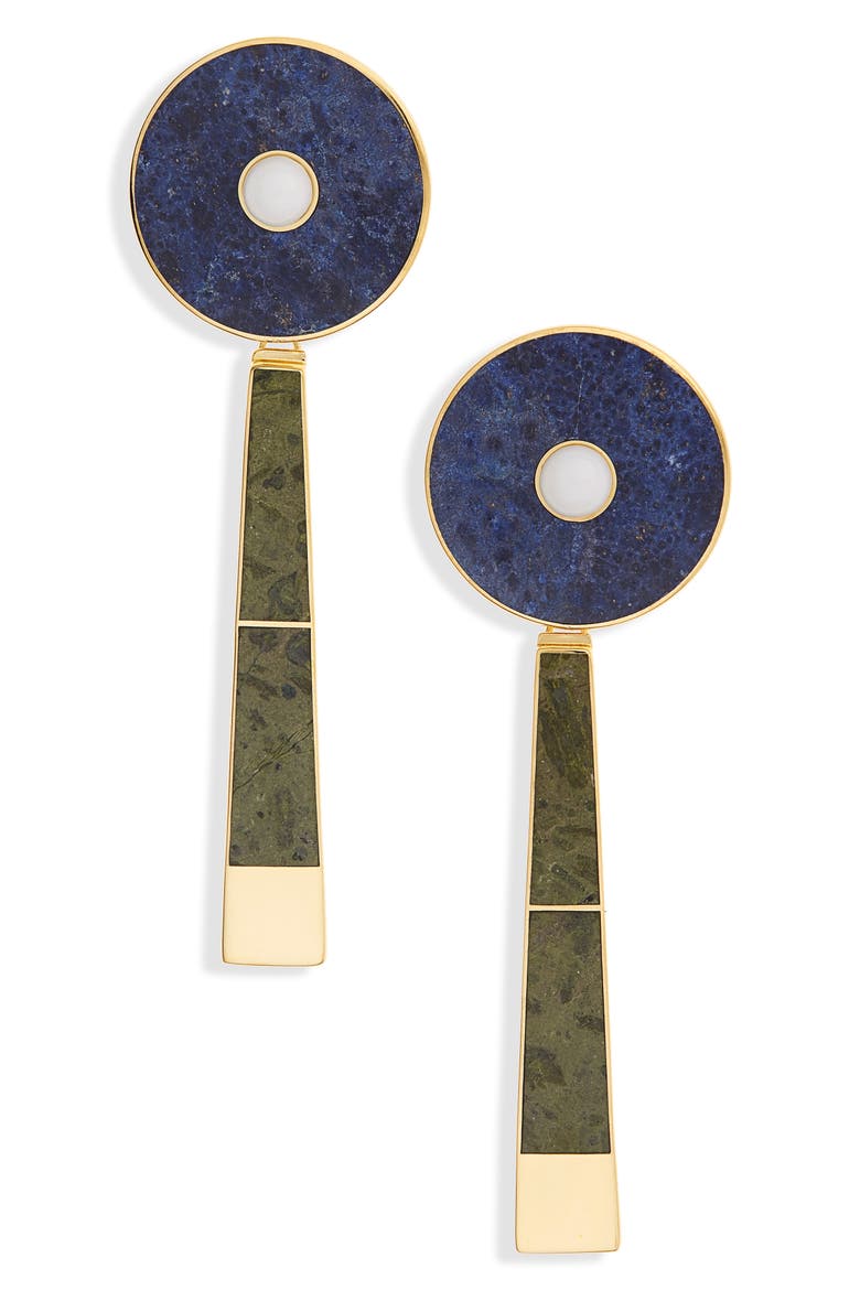 Samay Icayo Drop Earrings, Main, color, WHITE/ DUMORTIERITE/ UNAKITE