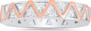 Queen Jewels Two-Tone Cubic Zirconia Zigzag Eternity Band Ring
