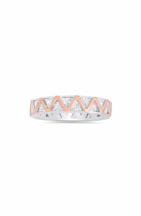 Queen Jewels Two-Tone Cubic Zirconia Zigzag Eternity Band Ring