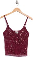 Madden Girl Sequin Floral Embroidered Lace Trim Camisole