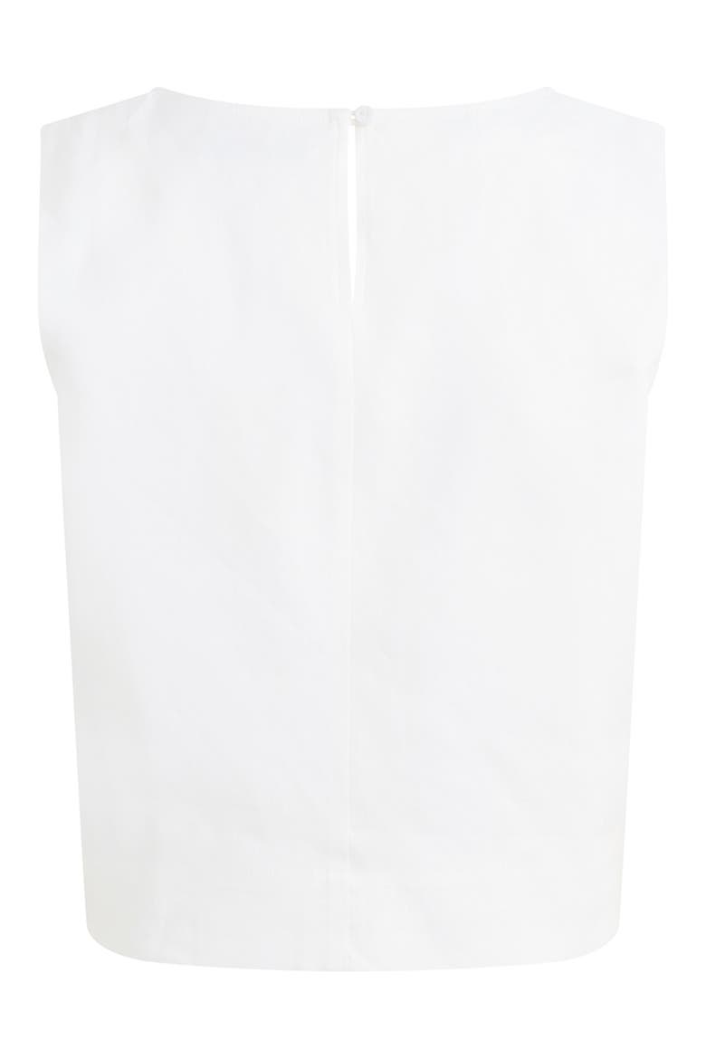 The Abby Linen Blend Square Neck Crop Shell, Alternate, color, WHITE