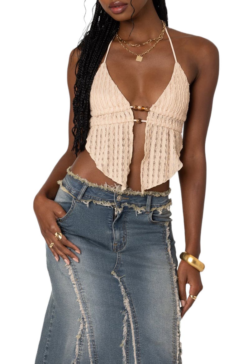 Anaya Textured Knit Halter Top, Main, color, BEIGE