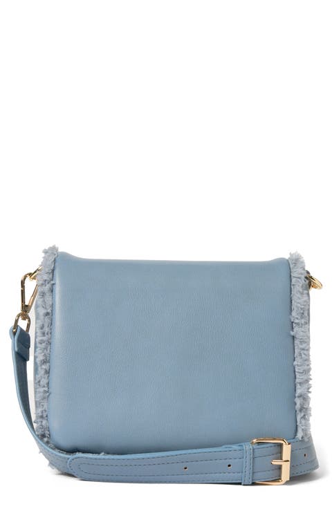 Faux Shearling Flap Crossbody Bag