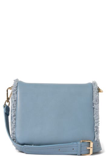 Urban Originals Faux Shearling Flap Crossbody Bag In Blue
