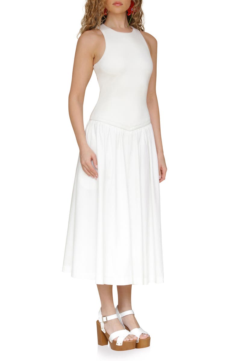 Avec Les Filles Sleeveless Mixed Media Fit & Flare Dress, Alternate, color, White