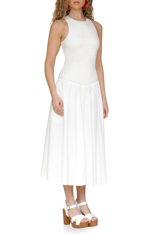 Avec Les Filles Sleeveless Mixed Media Fit & Flare Dress