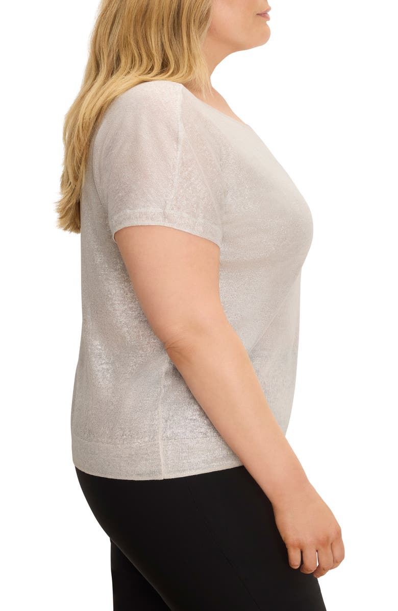 NIC+ZOE Glazed Feather Knit Short Sleeve Sweater, Alternate, color, Cobblestone