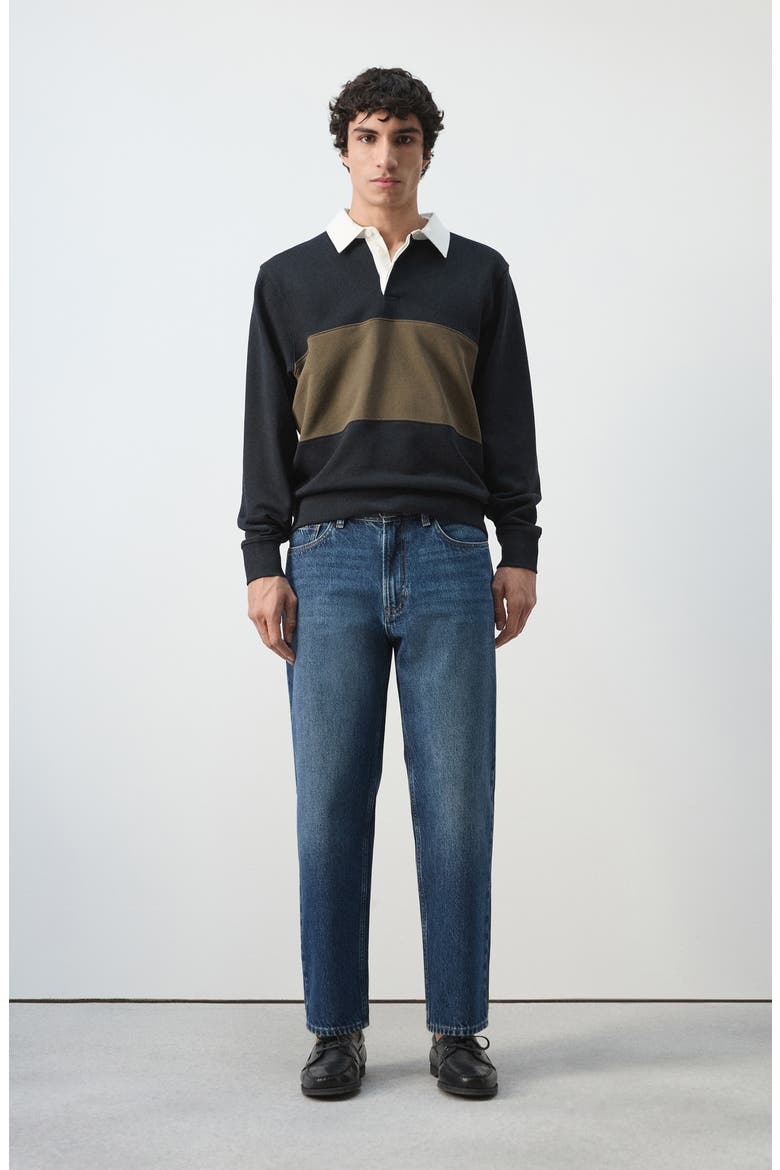 Cotton Polo Sweatshirt, Alternate, color, NAVY