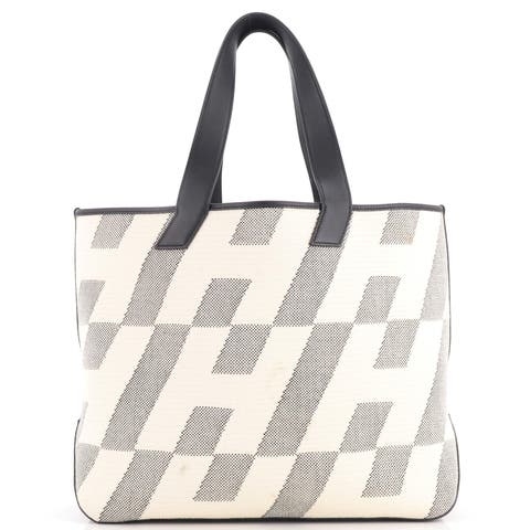 Cabas H en Biais Tote Canvas with Leather 40