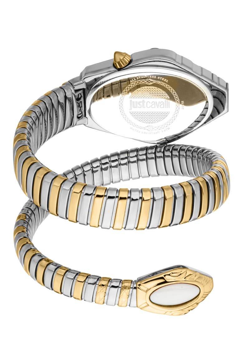 Snake Bracelet Strap Watch, 25mm x 39mm, Alternate, color, TWO TONE G/S