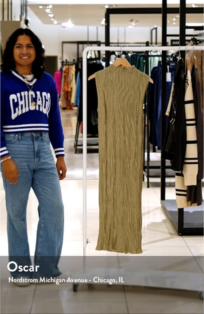 Plissé Sleeveless Satin Midi Dress, sales video thumbnail