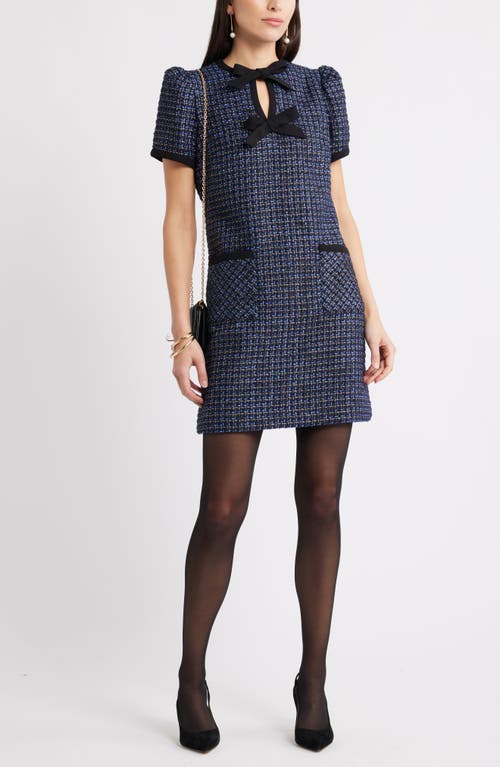 Caslonr Caslon(r) Double Tie Neck Tweed Minidress In Blue