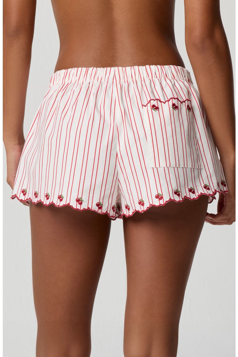 Cherry Stripe Sleep Shorts, Alternate, color, CHERRY SCALLOP