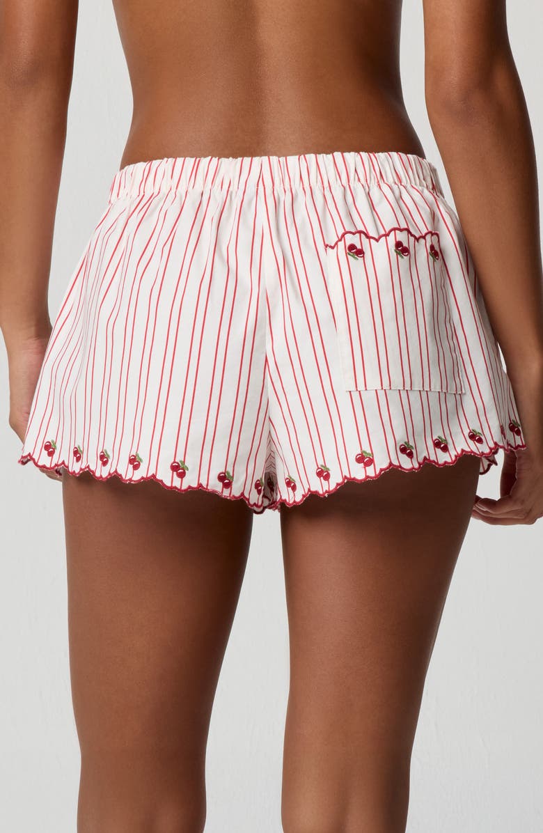 Florence by Mills Cherry Stripe Sleep Shorts, Alternate, color, Cherry Scallop