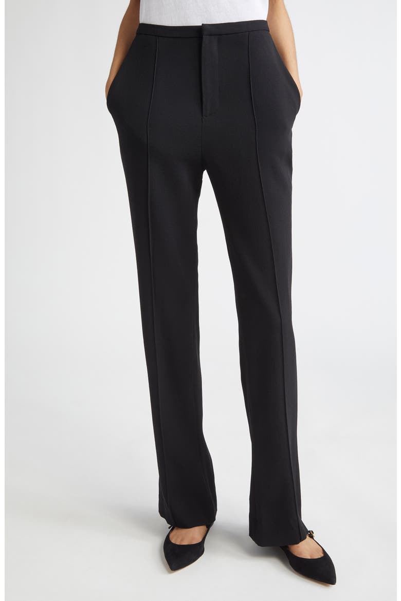 Cora Slim Drapey Organic Wool Trousers, Main, color, BLACK