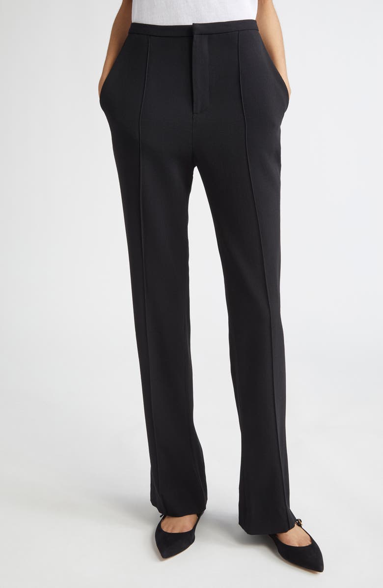 BITE Studios Cora Slim Drapey Organic Wool Trousers, Main, color, Black