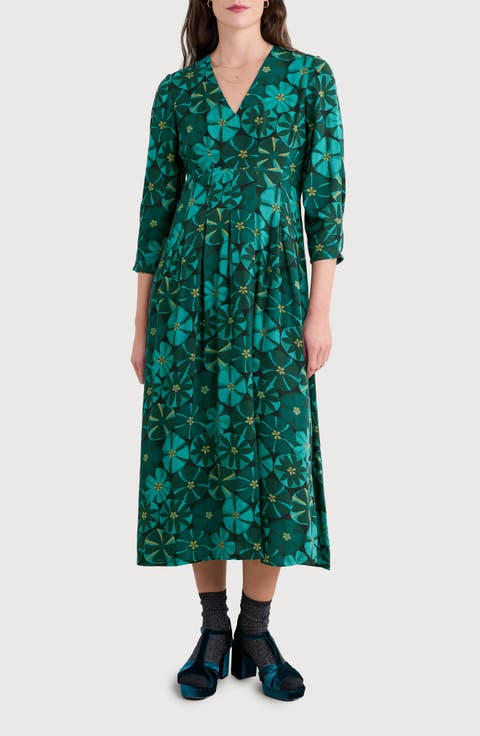 Etta Floral Pleated Midi Dress