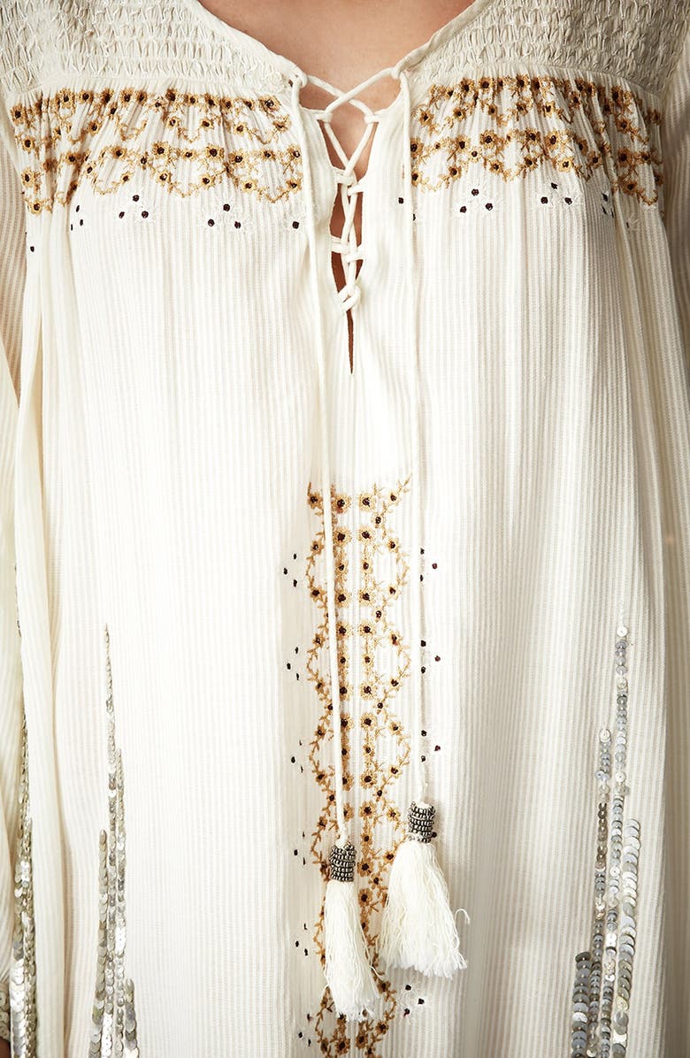 Topshop Kate Moss for Topshop 'Folk' Smocked Dress, Alternate, color, 