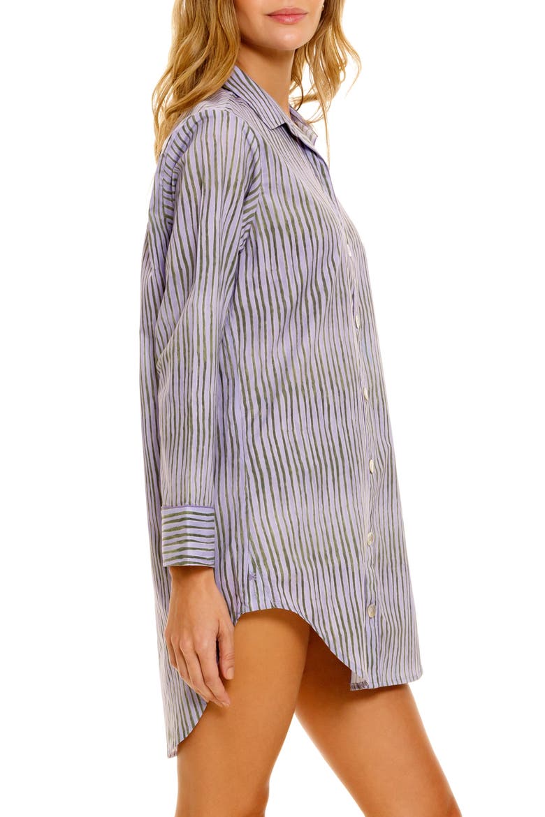 Sissy Seagrass & Waves Cotton Nightgown, Alternate, color, PURPLE