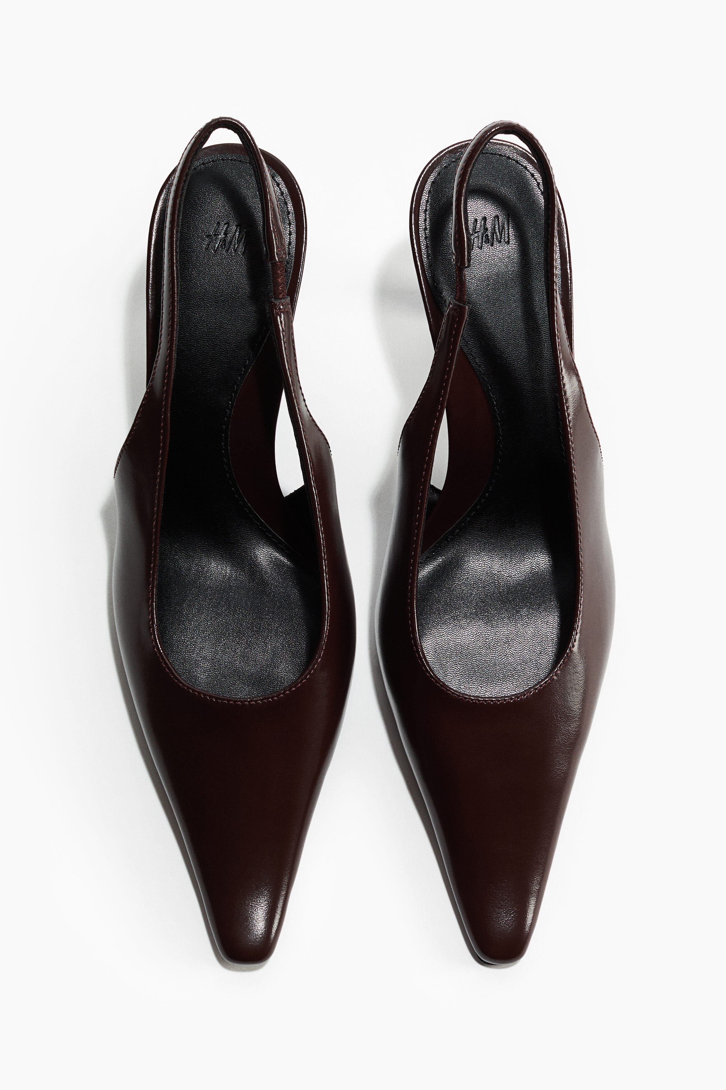 H&M Heeled slingbacks, Alternate, color, Dark Brown