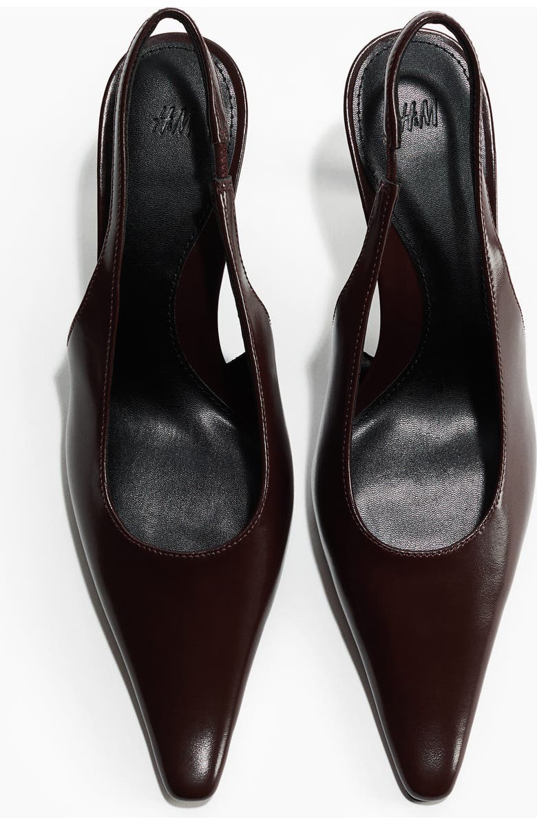 H&M Heeled slingbacks, Alternate, color, Dark Brown