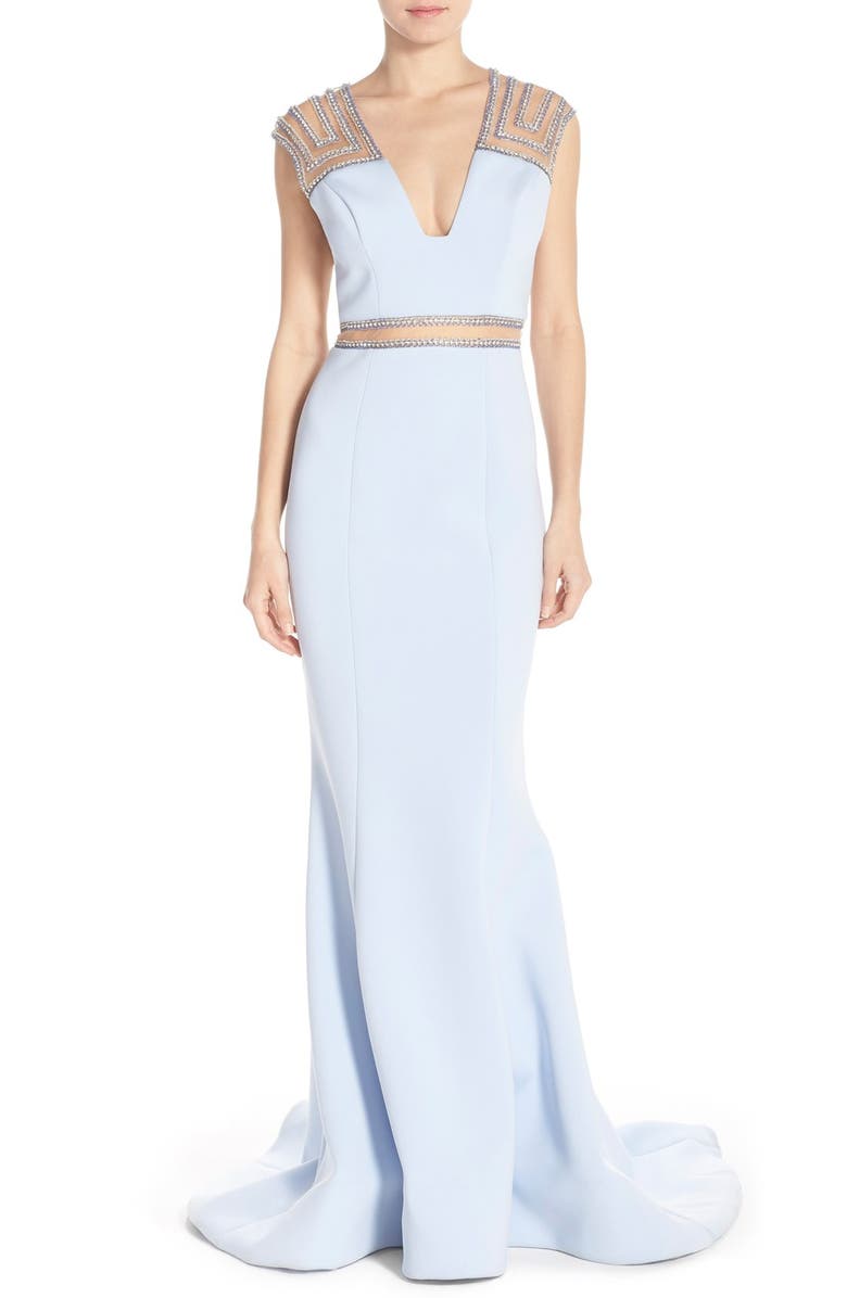 Terani Couture Illusion Neoprene Mermaid Gown, Main, color, 