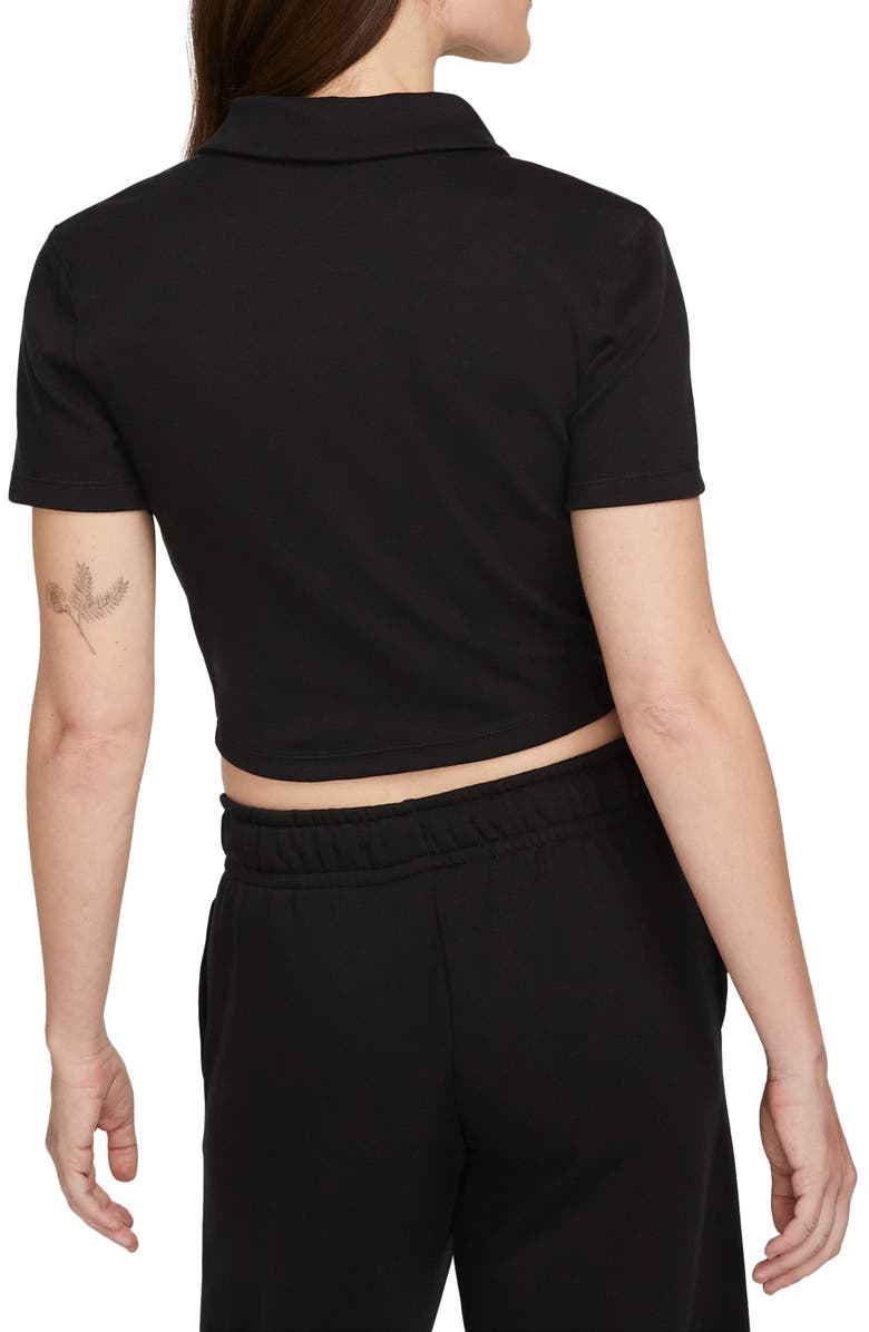 Nike Essentials Stretch Crop Polo, Alternate, color, 010 Black/White