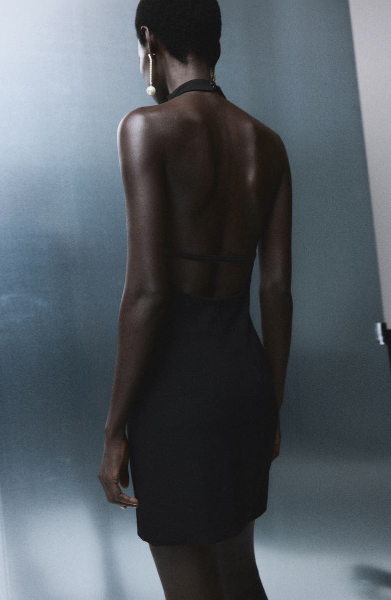 MANGO Halter Minidress, Alternate, color, Black