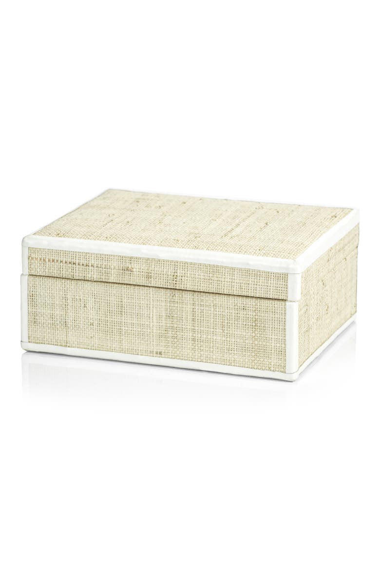 Reggio Raffia Decorative Box, Main, color, BEIGE/ WHITE