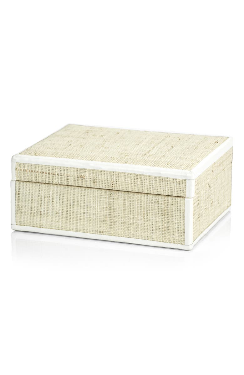 Zodax Reggio Raffia Decorative Box, Main, color, Beige/ White