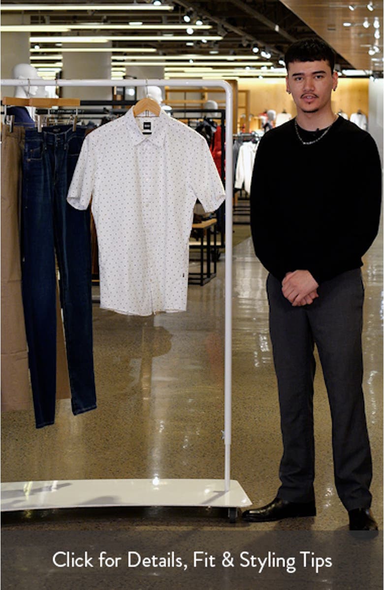 Roan Ken Slim Fit Short Sleeve Stretch Button-Up Shirt, sales video thumbnail