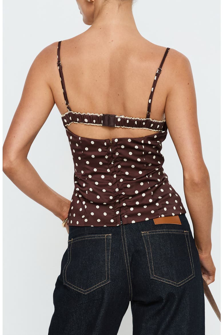 Renaissance Corset Lace Top, Alternate, color, BROWN POLKA