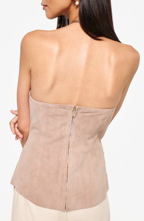 Cami Nyc Zamora Strapless Suede Corset Incense In Beige In Incense