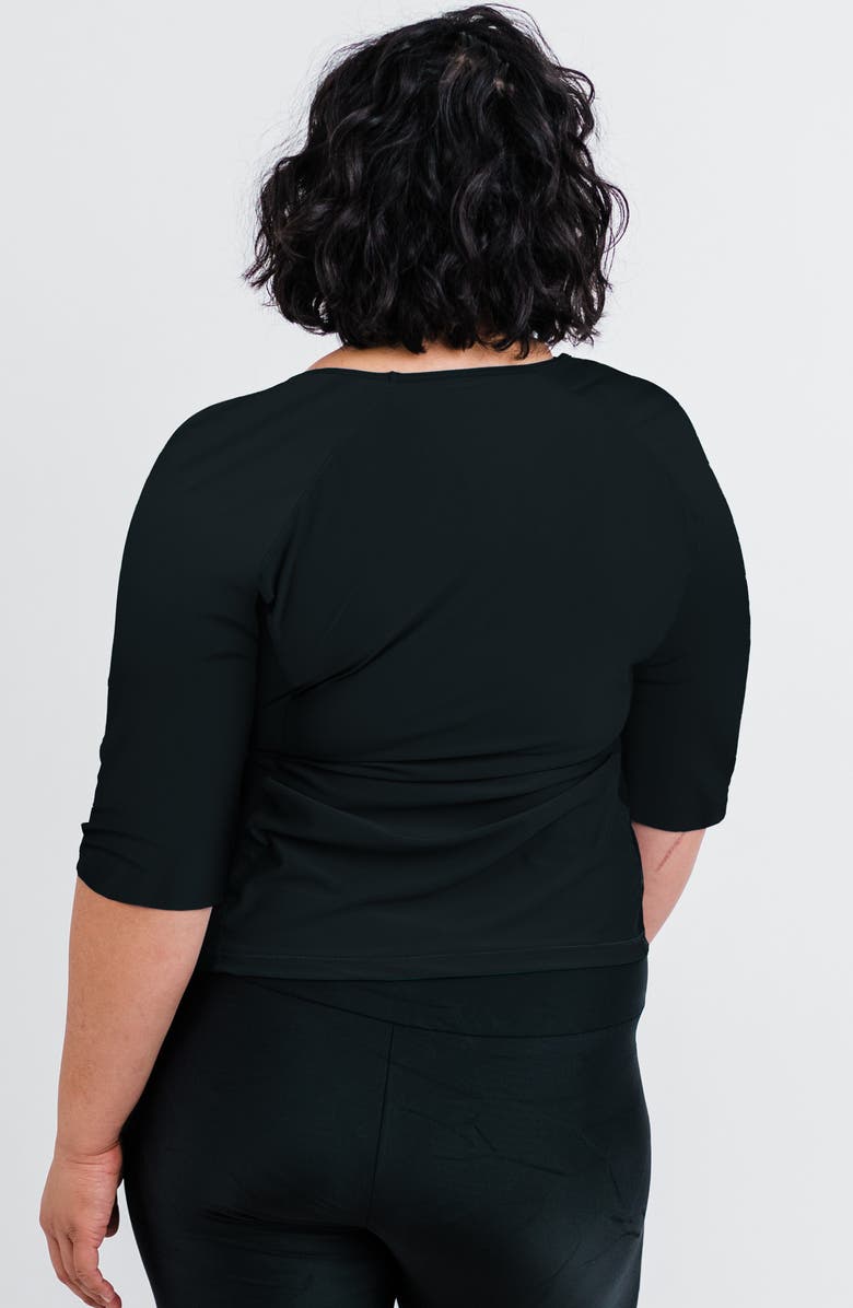 Calypsa Plus Size Loose Fit Margaux Swim Top, Alternate, color, Black