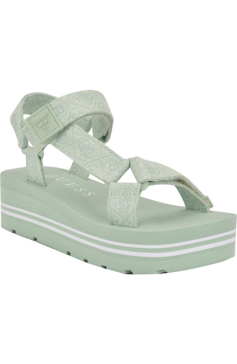 GUESS Avin Platform Sandal, Main, color, Light Green