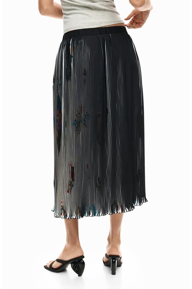 Plissé MIdi Skirt, Alternate, color, BLACK